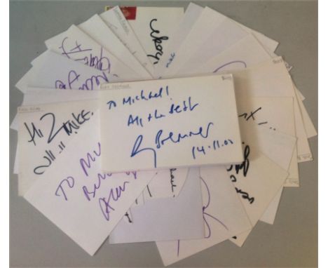 TV and Theatre signed 6x4 white index card collection. 50 cards. Dedicated to Mike or Michael. Some of signatures included ar
