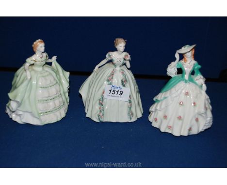 Three Royal Worcester Figurines including 'Lady Caroline, 'Lady Sarah'' and 'Lady Hannah'