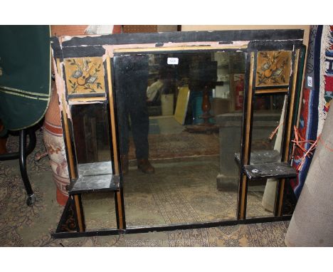 A black painted Overmantle Mirror for restoration