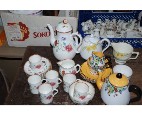 A Royal Worcester 'Astley' Coffee set for six, a part Crown Staffordshire Teaset, etc.