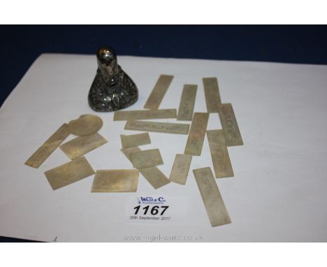 Miscellaneous mother of pearl Counters and a white metal Incense cover