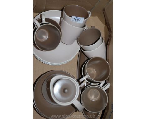 A quantity of Poole Teaware in brown/cream, some a/f