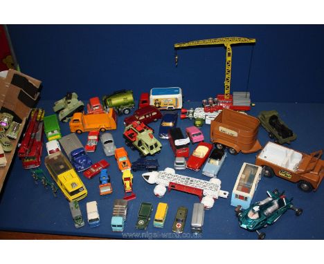 A mixed box of die-cast Vehicles including Dinky, Corgi, Matchbox, Spot On, etc.