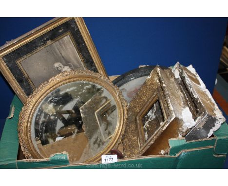 Two old highly decorative Frames and an oval gilt framed Mirror (all a/f)