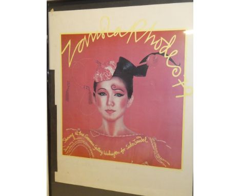 A coloured Zandra Rhodes artist's proof poster print, signed by Zandra Rhodes 27" x 21"