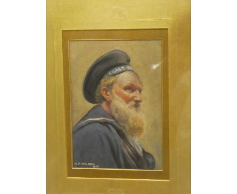 H**P** Wilson - watercolourBust portrait of a bearded gentleman in the Coastguard, signed and dated 1917, 6½" x 5"