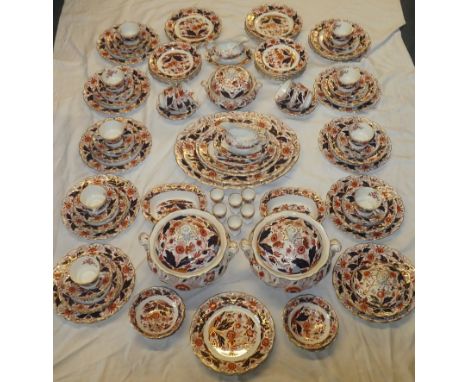 A Booth's "Dovedale" part tea and dinner set with red, blue and gilt floral decoration comprising 12 dinner plates, 13 desser