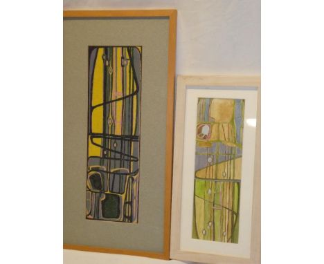 Margaret Chinn - lino print"Homage to Charles Rennie Mackintosh", inscribed to verso and one other similar print