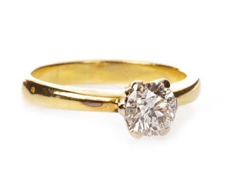 DIAMOND SOLITAIRE RING, the round brilliant cut diamond of approximately 0.67 carats, unmarked, size K 1/2, 4.1g