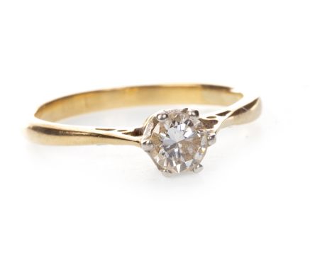DIAMOND SOLITAIRE RING, the round brilliant cut diamond of approximately 0.25 carats, unmarked, size G, 1.6g