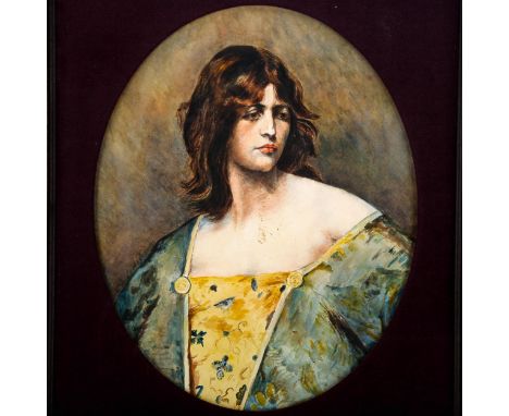 Early 20th century watercolour, portrait of a woman, unsigned, 38cm x 31cm, framedSome light foxing on her chest otherwise go