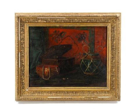 A late 19th/early 20th century oil on canvas, still life study, unsigned, 32cm x 42cm, framed3 very small patch repairs which