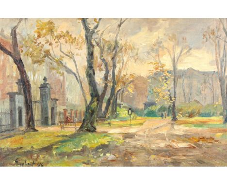 Englhart, oil on canvas, park scene, signed and dated 1948, 40cm x 60cm, framed1 patch repair with spot of overpainting, othe