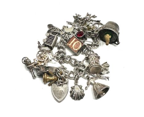 Vintage silver charm bracelet weight 62g