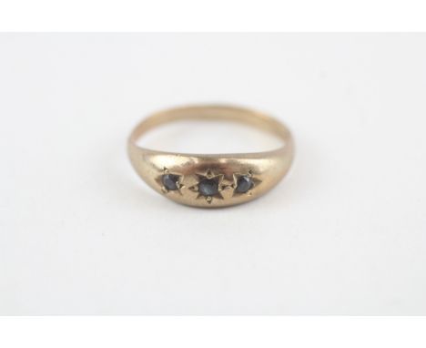 9ct gold vintage star set sapphire ring (1.7g)