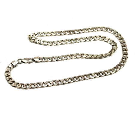 Vintage silver curb link chain necklace weight 34g