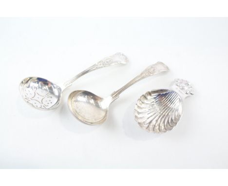 3 x .925 sterling silver spoons inc caddy, sifter etc