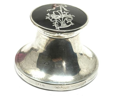 Antique silver &amp; tortoiseshell inkwell measures approx 7.2cm dia
