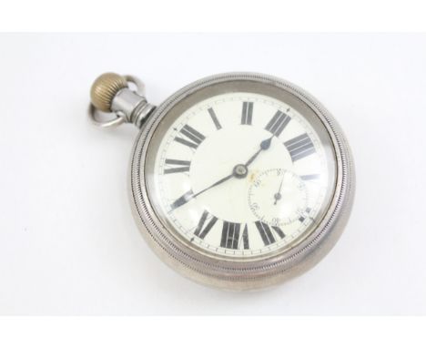 Mens Vintage Open Face Pocket Watch Hand-Wind Working