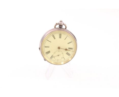 Mens Vintage Engraved Open Face .925 Stirling Key-Wind Working