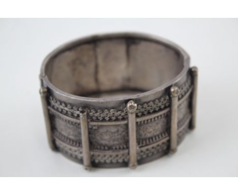 Victorian Sterling Silver Bangle w/ Ornate Wirework Design 51g