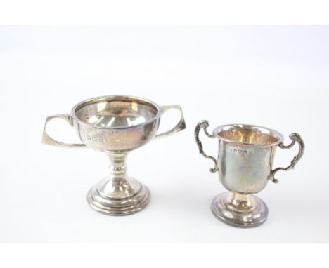 2 x vintage .925 sterling silver blank small trophies
