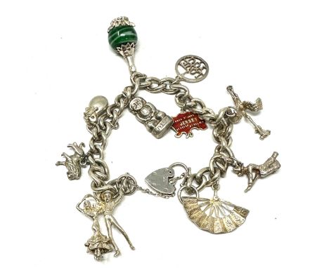 Vintage silver charm bracelet &amp; charms weight 45g
