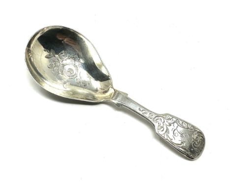 Antique Victorian Newcastle silver tea caddy spoon