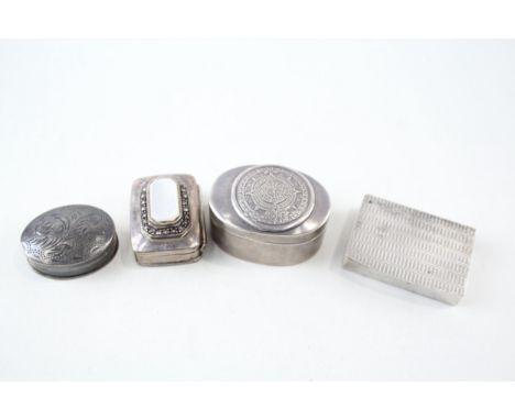 4 x antique / vintage .925 sterling silver pill / trinket boxes