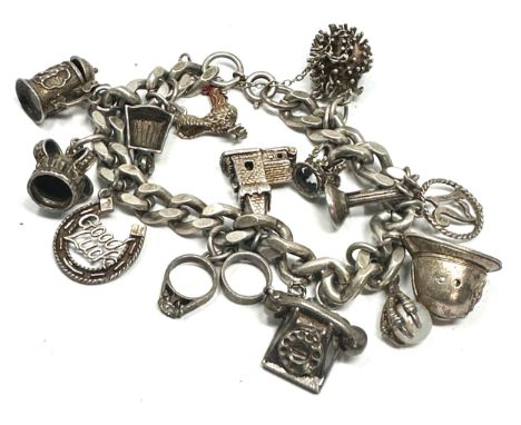 Vintage silver charm bracelet weight 78g