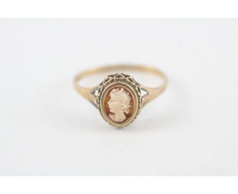 9ct gold vintage shell cameo dress ring (1.3g)