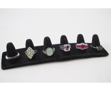Collection of Sterling Silver Gemstone Rings inc. Ruby, Diamond x 6 18g