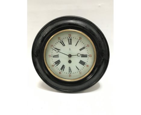 A 15in dial clock with 9in painted dial and within ebonised case