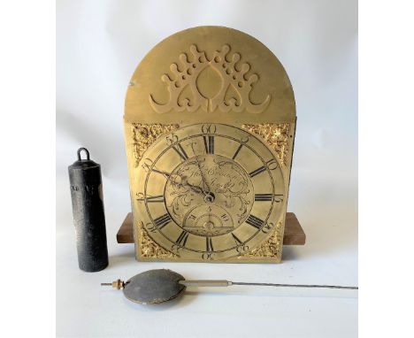 A 30 hour long case clock with 10in brass dial signed Thos Crouch, St. Ives, with later applied arch, height 215cm.