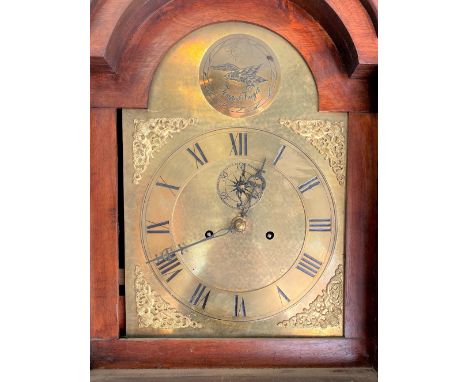 An eight day long case clock with 11in arched dial and within mahogany case, height 212cm