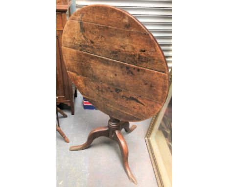 George III oak tripod tilt-top table, diameter 74cm