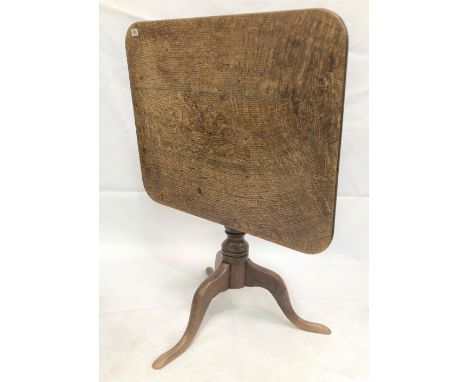 George III oak rectangular tilt-top tripod table, width 81cm