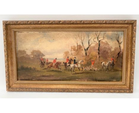 R STONE (J. WOOG) Pair of hunting scenes, Oil on board, Both signed, Both 14cm x 30cm