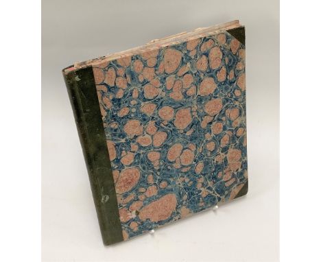 An interesting 19th century sketch book by Henry Green, Bangalore, dated January 3rd 1850, with marbled boards and green Moro