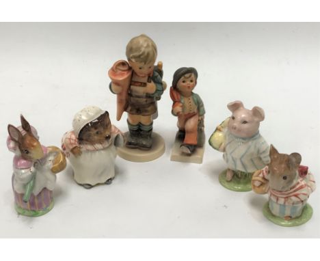 Four Beswick Beatrix Potter figures; together with two Goebel Hummel figures (6).