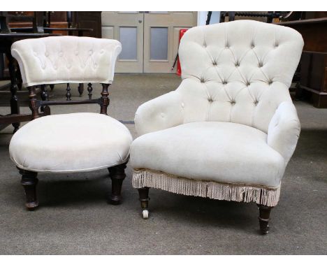 A Victorian Mahogany Framed Button-Back Bedroom Chair and A Similar Nursing Chair (2)
