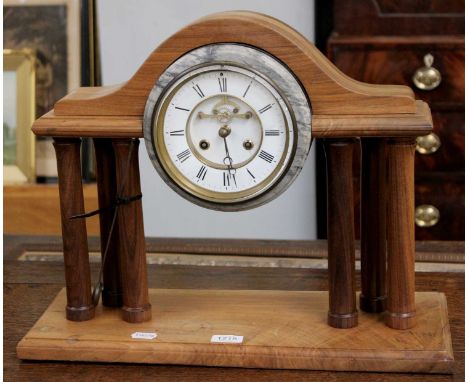 A Rosewood Striking Portico Mantel Clock, the 6" enamel dial with a visible Brocot escapement to the centre, 41cm high, 53cm 