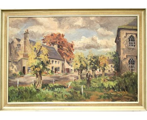 Angus Bernard Rands (1922-1985)Street scene, thought to be RipleySigned, oil on canvas, 49.5cm by 75cm, together with an Angu