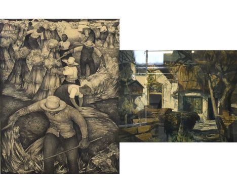 Willem Narsey? (20th century)The Fawn GatherersIndistinctly signed, black and white lithograph, together with a further colou