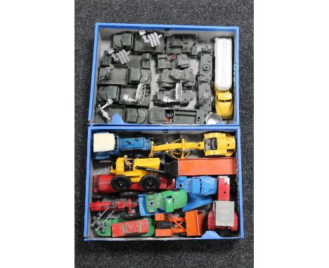 Two trays of Loan Star die cast roadmaster and army series vehicles 