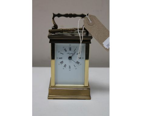 A French brass cased Angelus carriage clock with key 