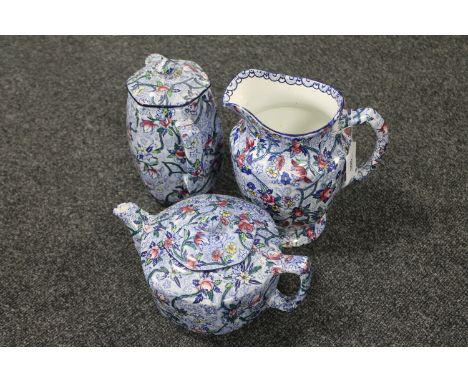 A Ringtons Maling chintz teapot and coffee pot with matching jug 
