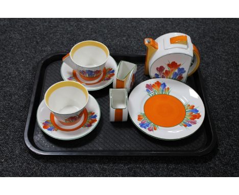 A eight piece Clarice Cliff inspired tea for two 