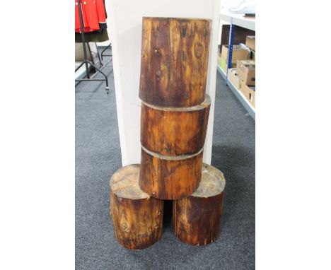 Five tree trunk stools 