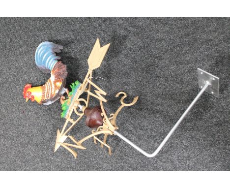 A cast iron cockerel weather vane 